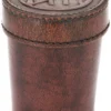 Würfelbecher aus Leder mit Deckel, BM-Prägung, braun