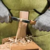 Ziehmesser 3mm mit Eichenholzgriff und Lederscheide, Beavercraft