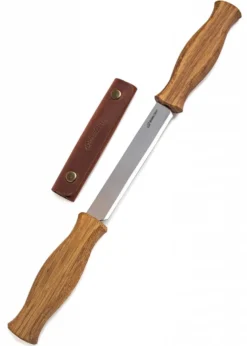 Ziehmesser 3mm mit Eichenholzgriff und Lederscheide, Beavercraft